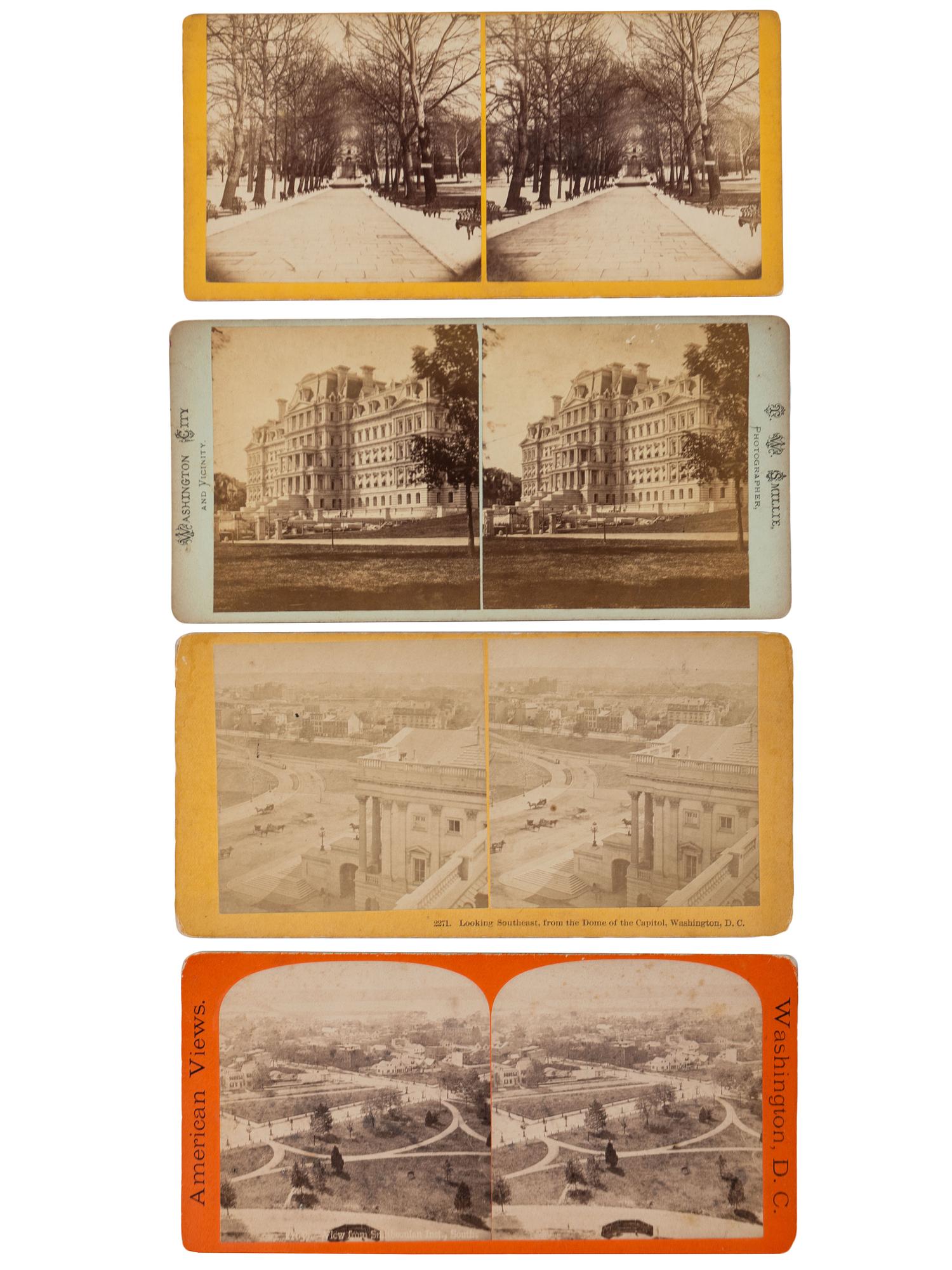 [EARLY PHOTOGRAPHY]. A group of approx. 95 stereoviews highlighted by images of US presidents, views in and around Washington, DC and Mount Vernon, and African American and female subjects.