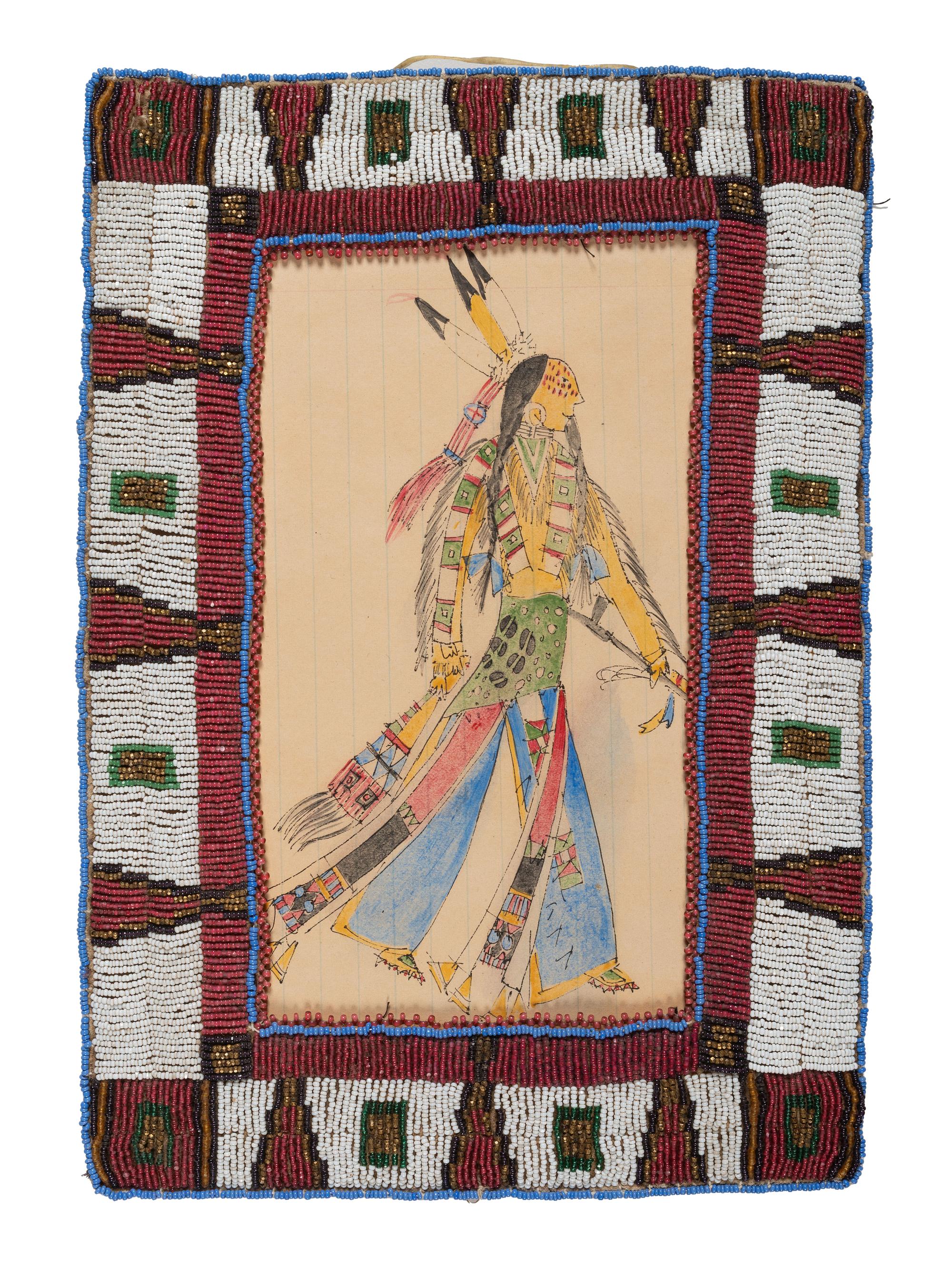 Plains Beaded Frame with Ledger Portrait