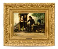 Hendricus-Jacobus Burgers, (Dutch, 1834–1899), Buurpraatje bij de deur