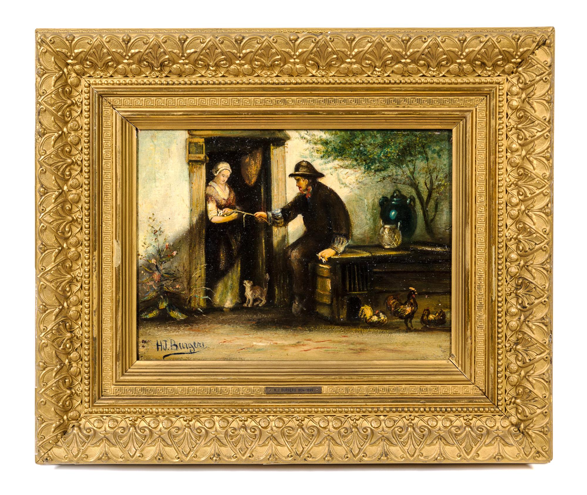 Hendricus-Jacobus Burgers, (Dutch, 1834–1899), Buurpraatje bij de deur