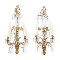 A Set of Four Neoclassical Style Gilt-Bronze and Cut-Glass Appliques