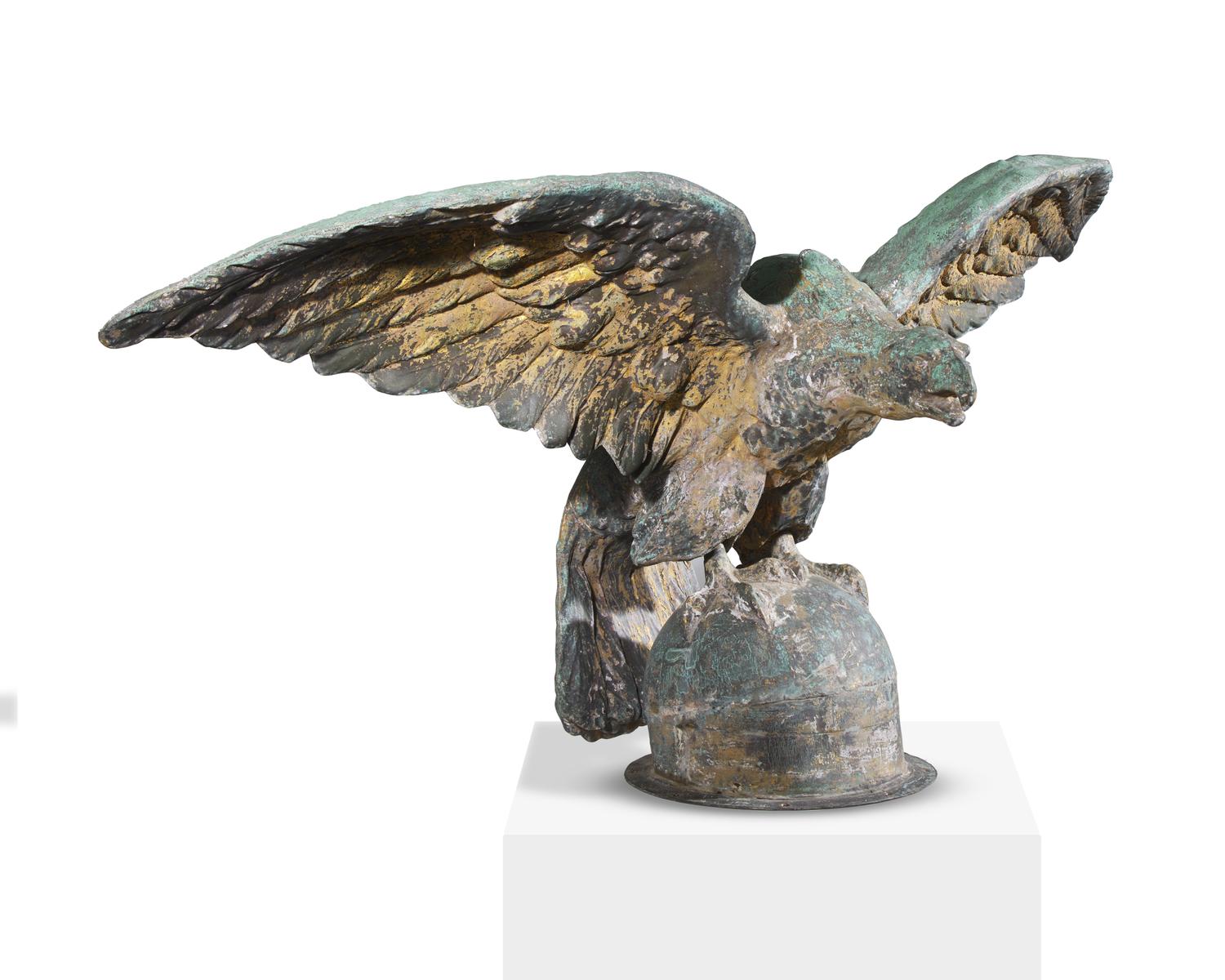 A Large Molded and Gilded Copper Pilot House Eagle