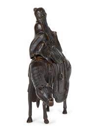 A Chinese Bronze Figure of Shoulao on Horseback — 20TH CENTURY