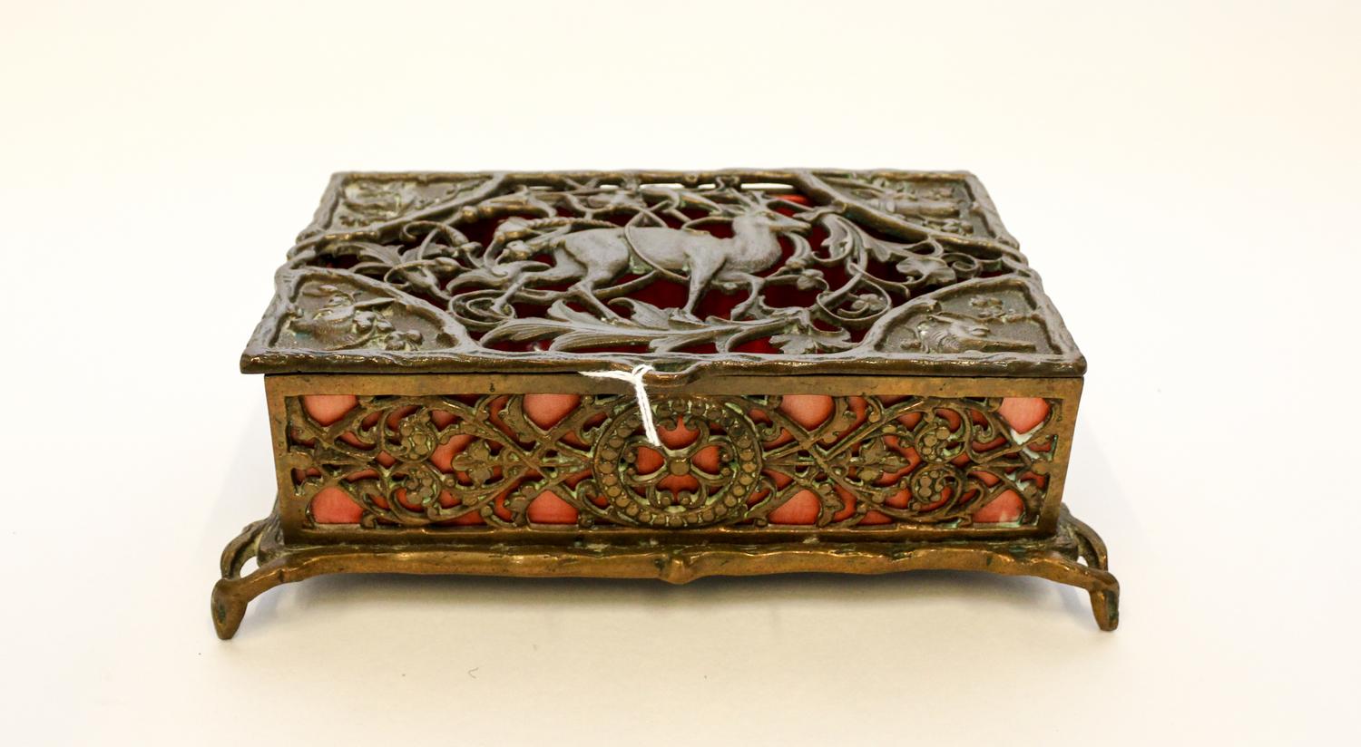An Art Deco Cast Metal Table Casket Width 9 inches. — FIRST HALF 20TH CENTURY