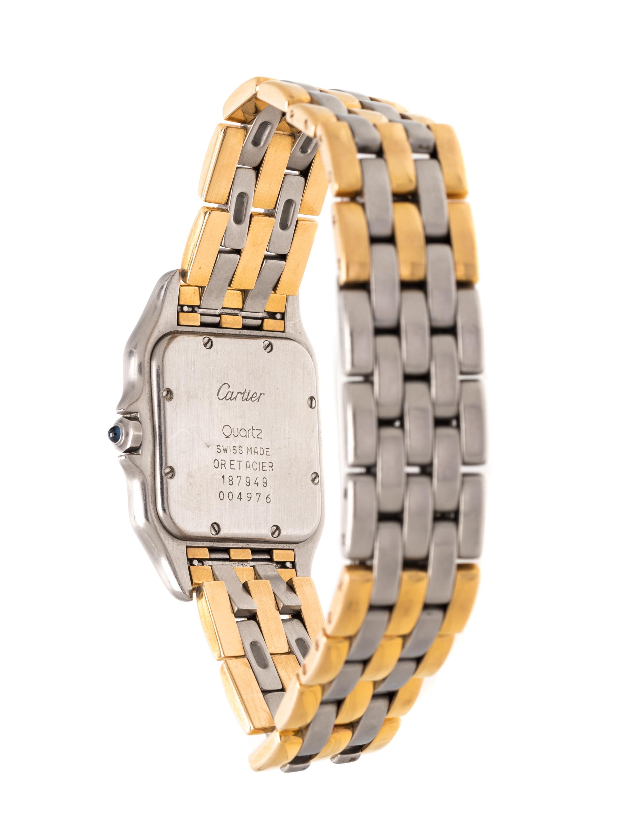 CARTIER, STAINLESS STEEL AND YELLOW GOLD REF. 187949 'PANTHÈRE' WRISTWATCH