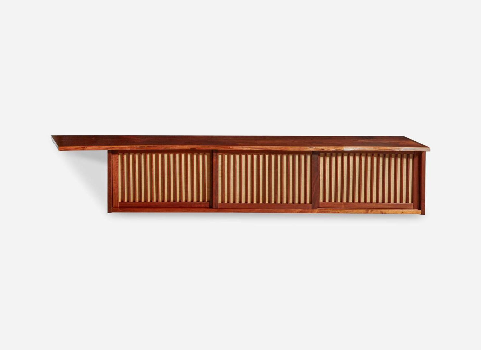 George Nakashima, Triple Sliding-Door Hanging Wall Case