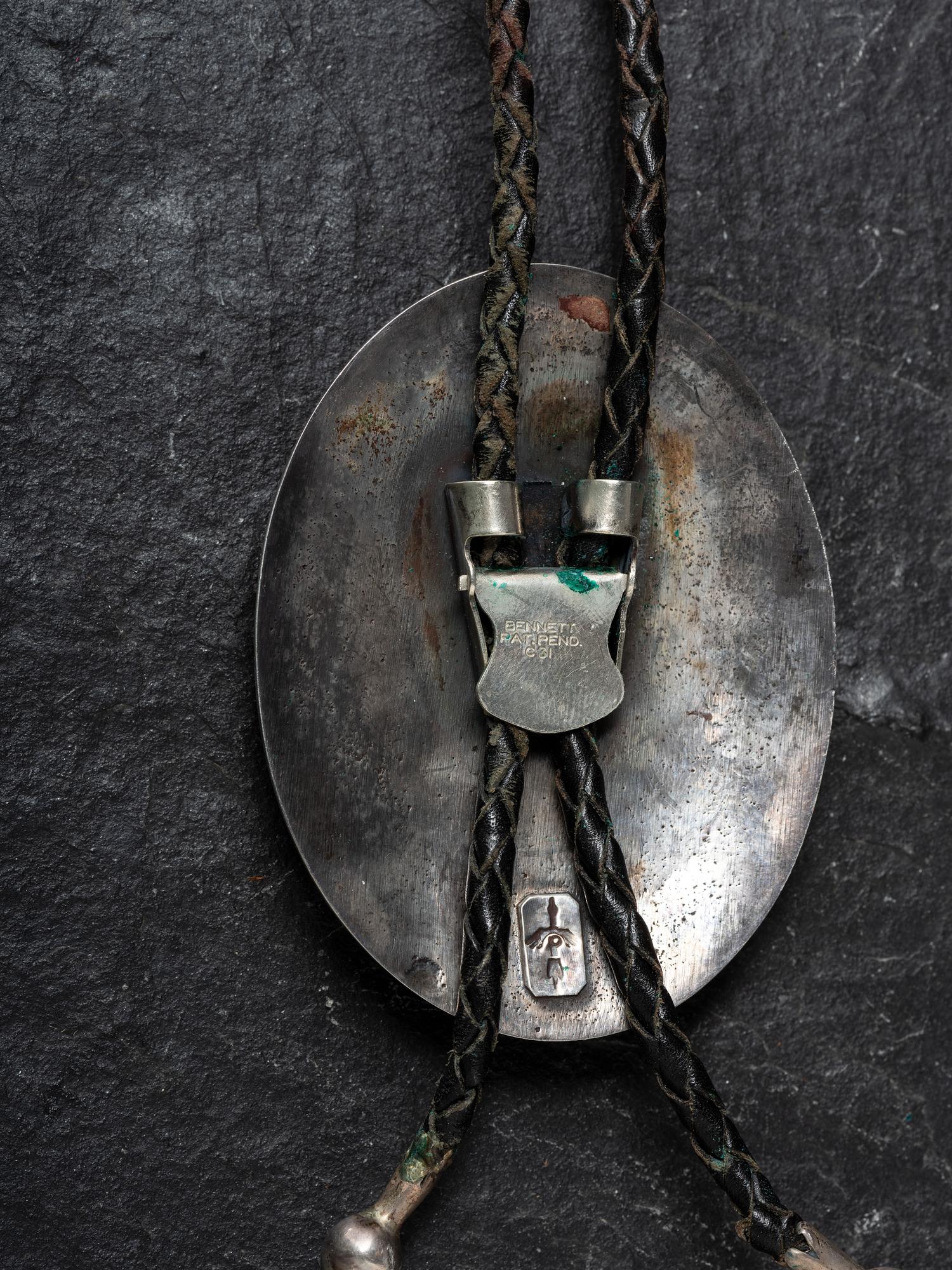 Tufa Cast Silver and Morenci Turquoise Bolo Tie