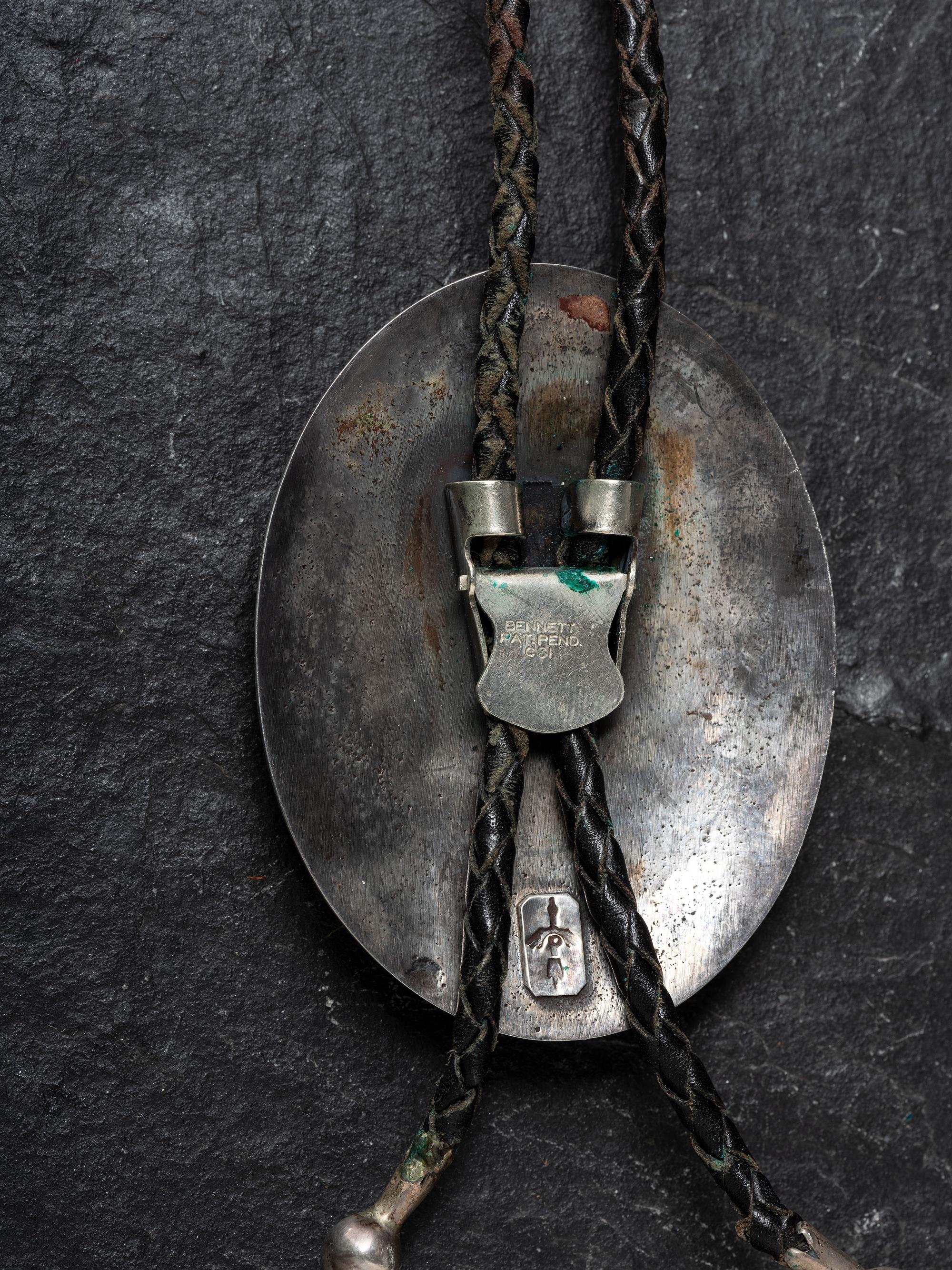 Tufa Cast Silver and Morenci Turquoise Bolo Tie