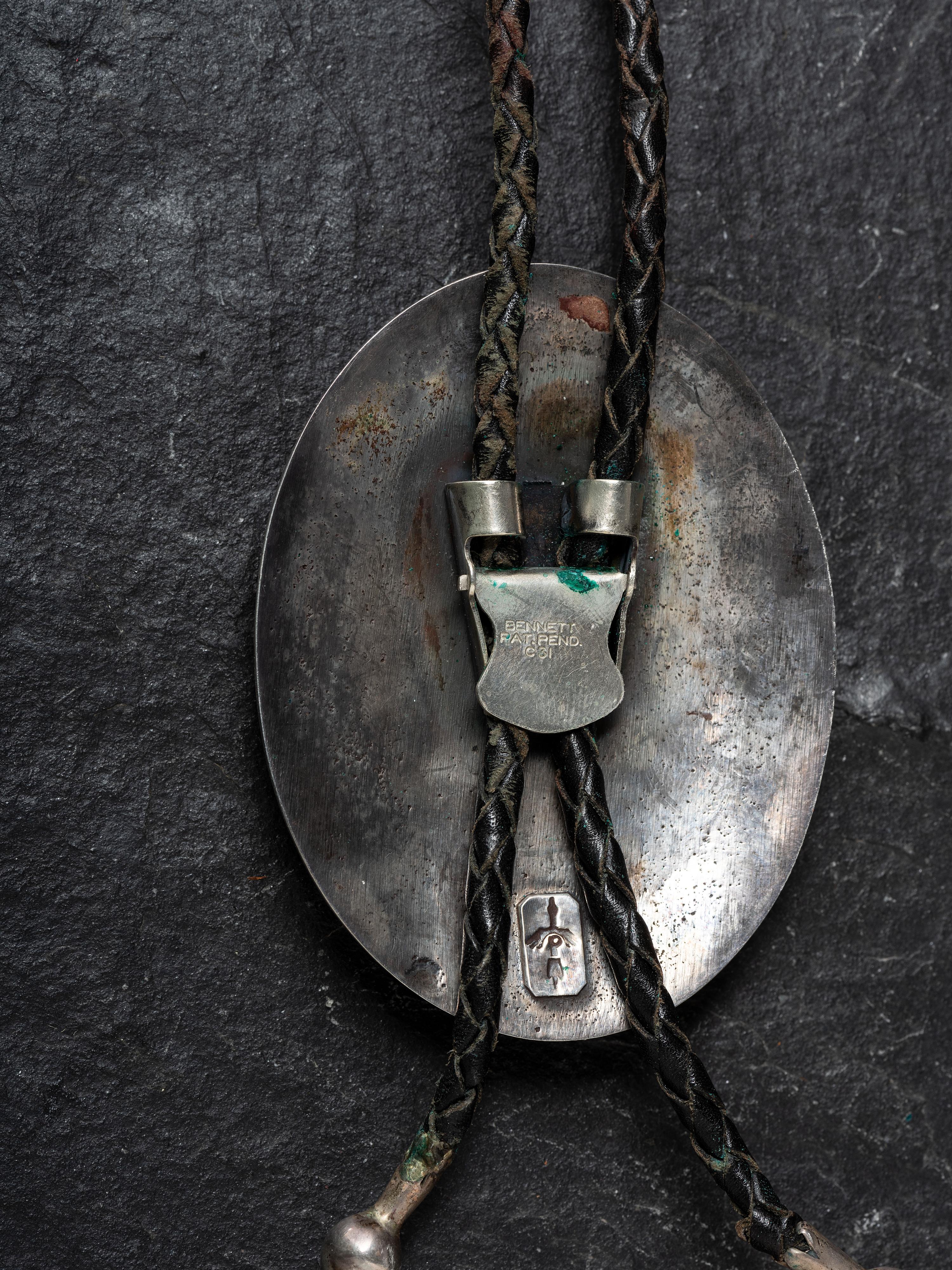 Tufa Cast Silver and Morenci Turquoise Bolo Tie