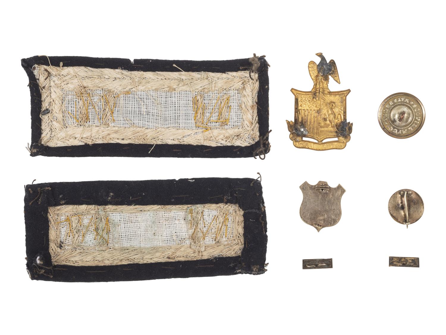 [CIVIL WAR]. Insignia attributed to Edward Lounsbery, Company B, 179th New York Infantry, comprising: