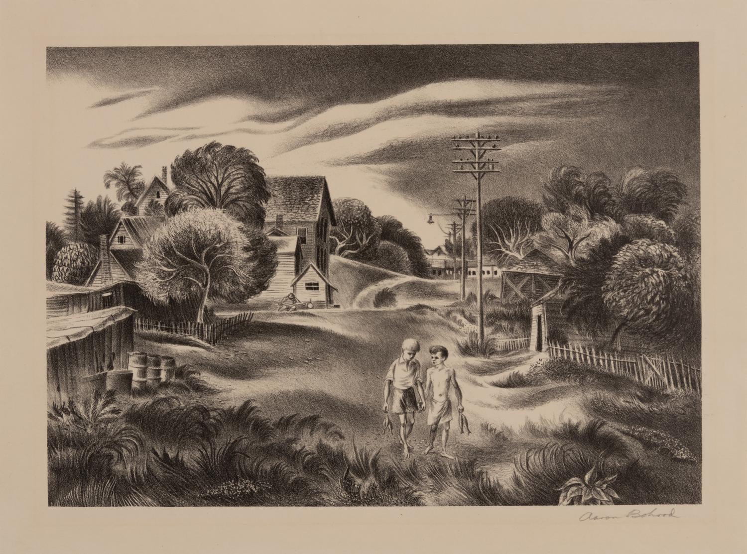 A group of three American prints (Aaron Bohrod, Summertime ; Syd Browne, Along the Canal ; Samuel Chamberlain, Valley of the Var )