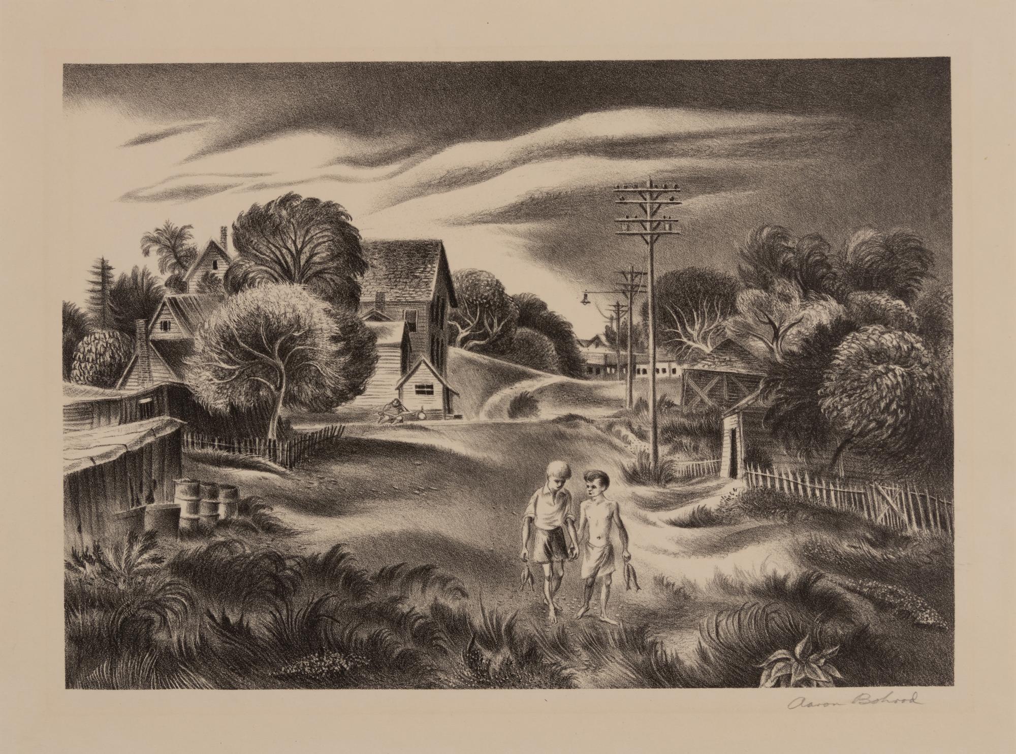 A group of three American prints (Aaron Bohrod, Summertime ; Syd Browne, Along the Canal ; Samuel Chamberlain, Valley of the Var )