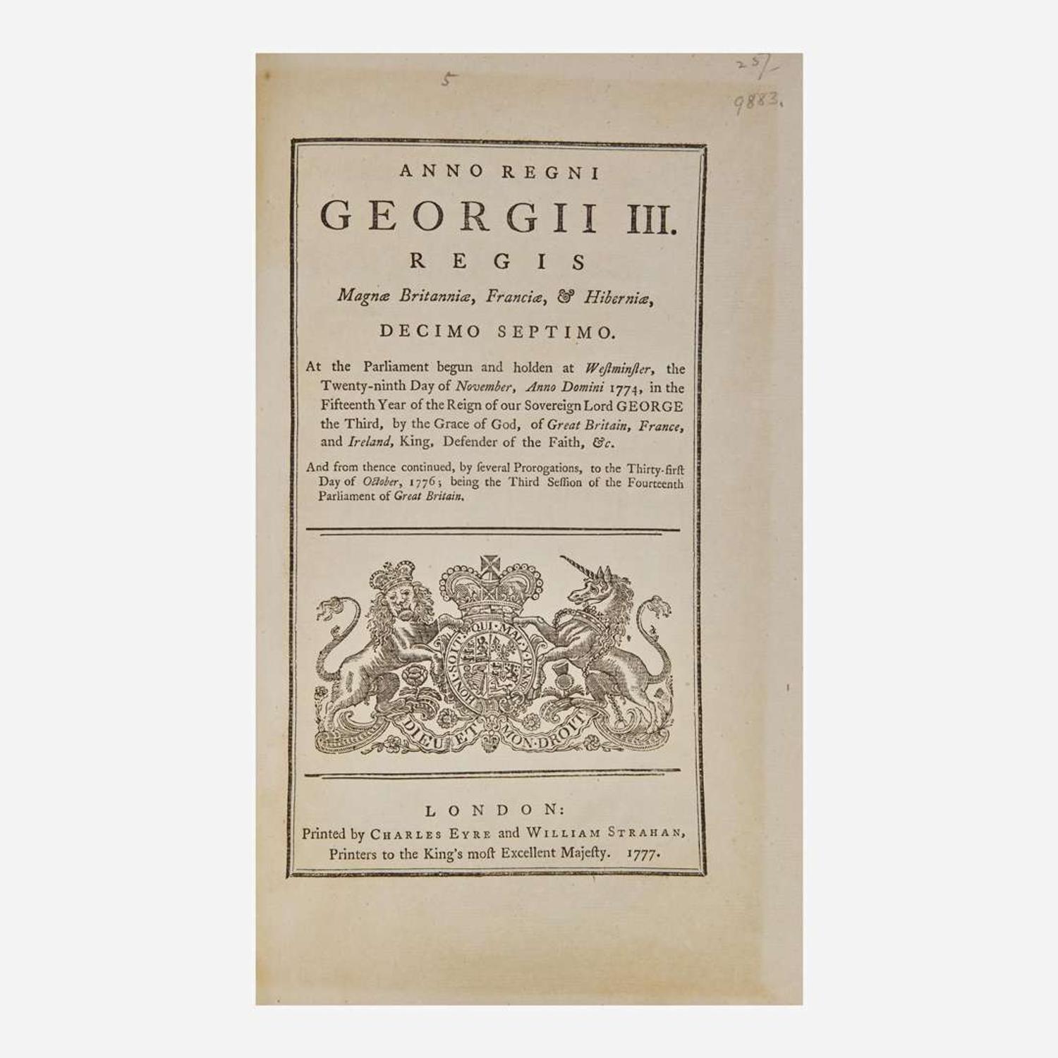 [American Revolution] An Act to impower His Majesty to secure and detain Persons charged with, or suspected of, the Crime of High Treason, committed in any of His Majesty's Colonies or Plantations in America...