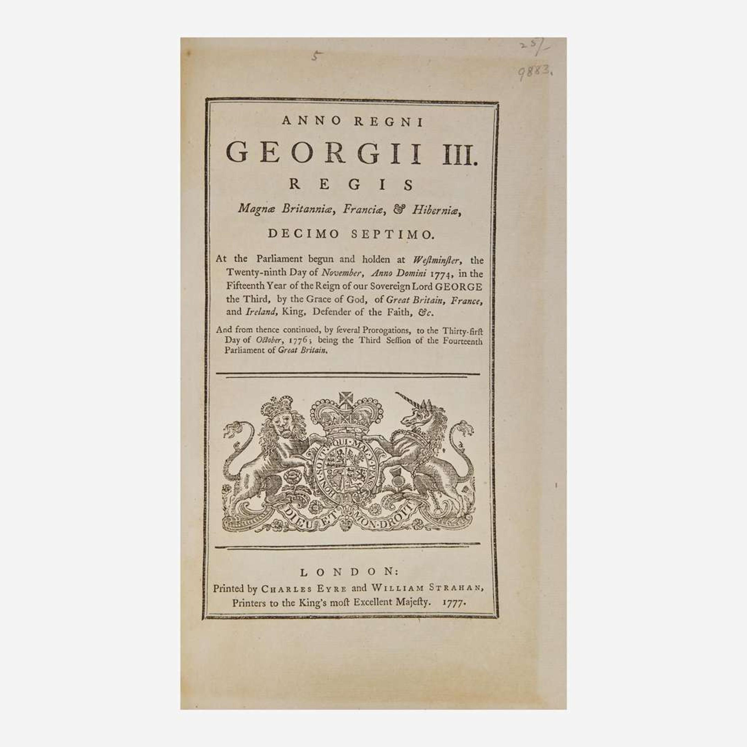 [American Revolution] An Act to impower His Majesty to secure and detain Persons charged with, or suspected of, the Crime of High Treason, committed in any of His Majesty's Colonies or Plantations in America...