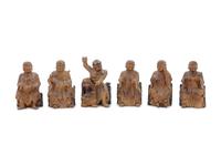 Eighteen Carved Wood and Gilts Figures of Luohans
