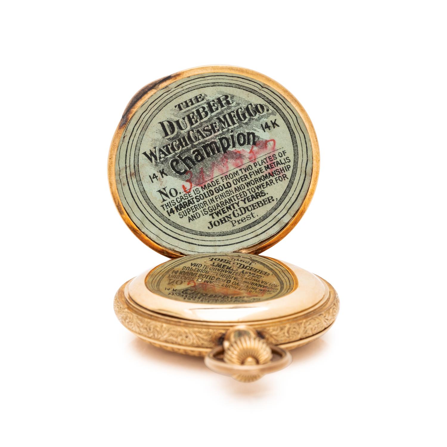 ANTIQUE, HAMPDEN, 14K YELLOW GOLD HUNTING CASE POCKET WATCH