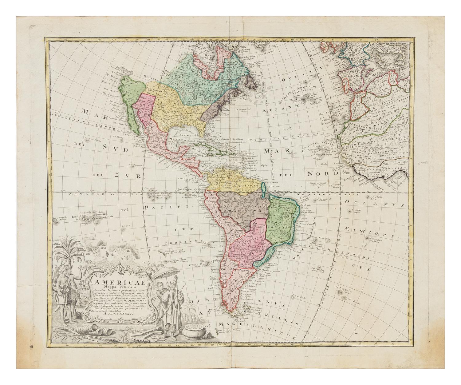 HOMANN HEIRS. Americae Mappa generalis. [Nuremberg: Homann Heirs, 1746 or later].