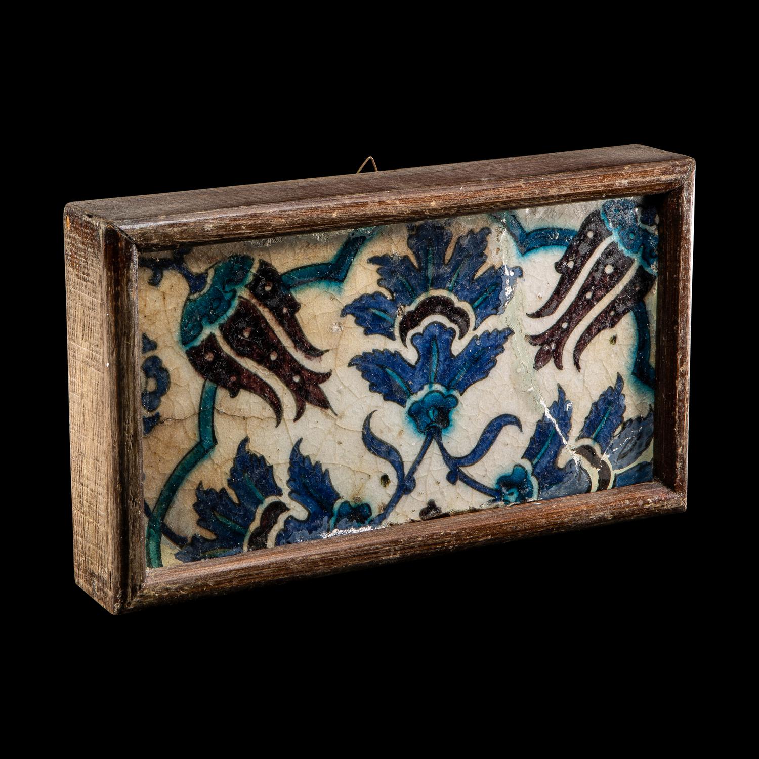 An Ottoman Glazed Ceramic Tile