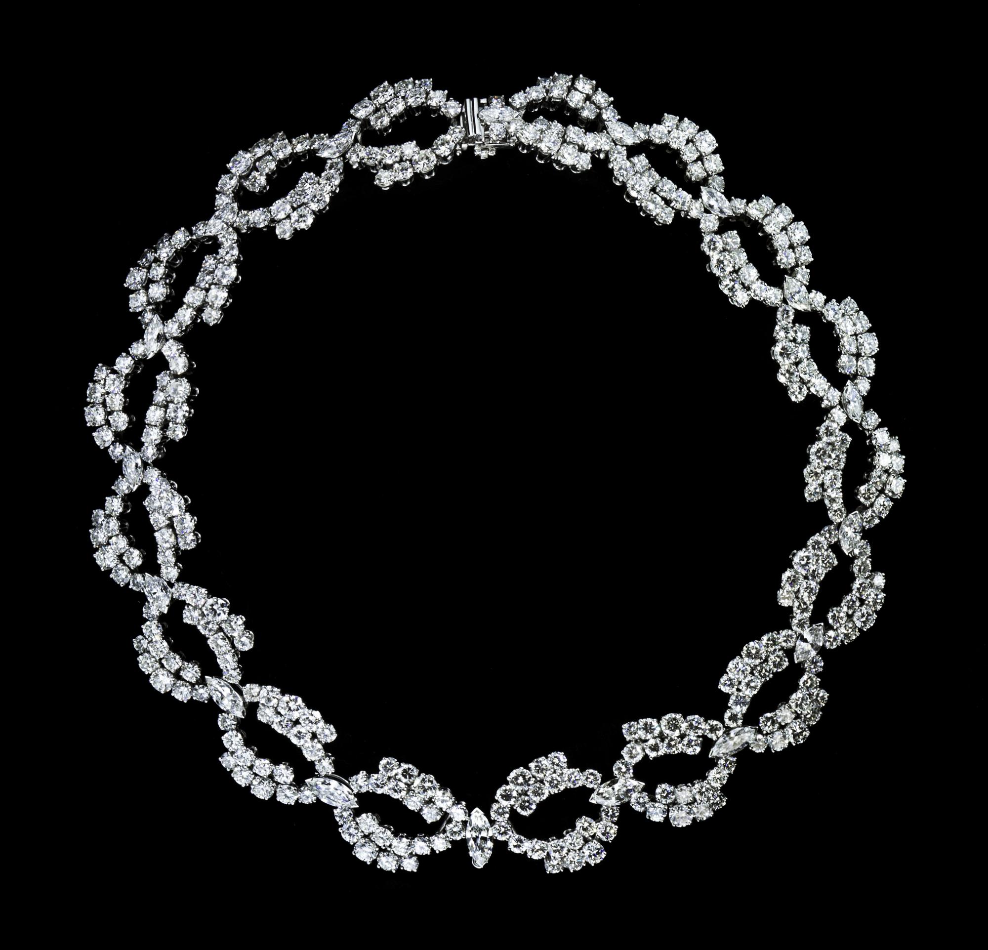 An Important Platinum and Diamond Necklace, 83.10 dwts.