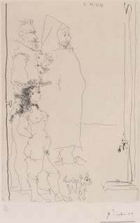 Pablo Picasso, (Spanish, 1881-1973), Personnages, from the Galerie Cramer Portfolio, 1966