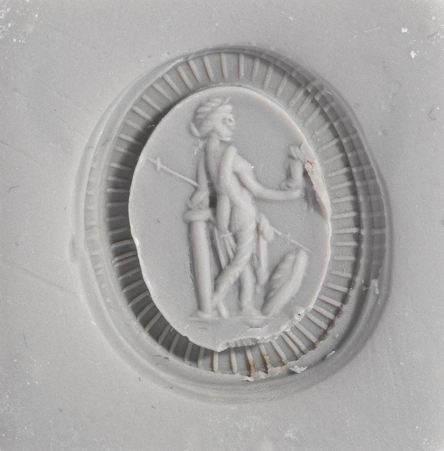 A Roman Carnelian Ring Stone with the Goddess Minerva Pallas — Set in a gold ring