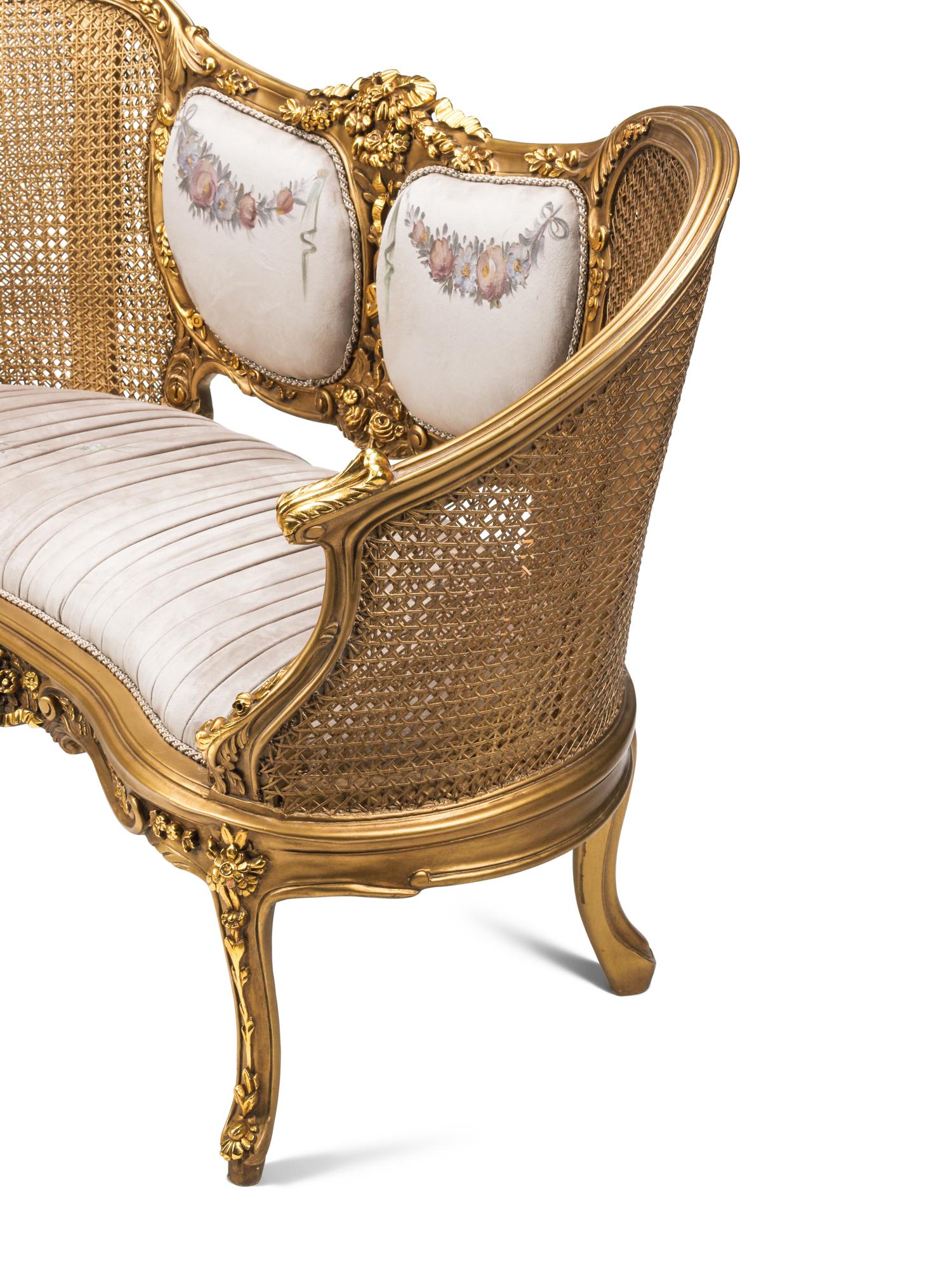A Pair of Louis XV Style Giltwood Settees