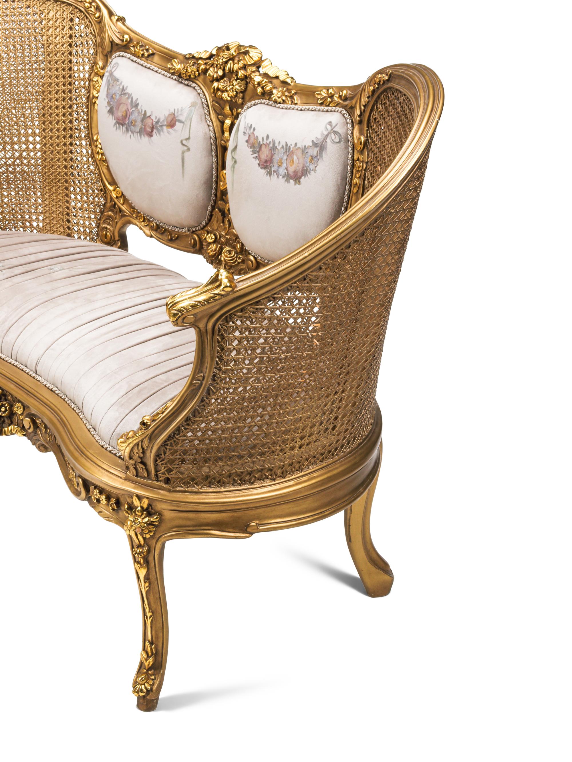 A Pair of Louis XV Style Giltwood Settees