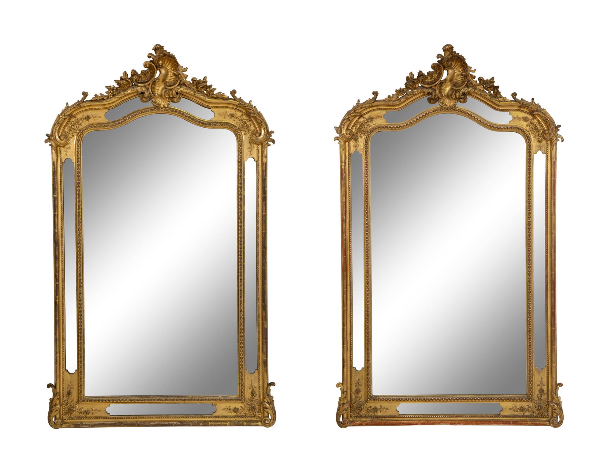 A Pair of Napoleon III Giltwood Overmantel Mirrors