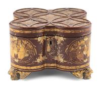 A Chinese Export Lacquer Tea Caddy