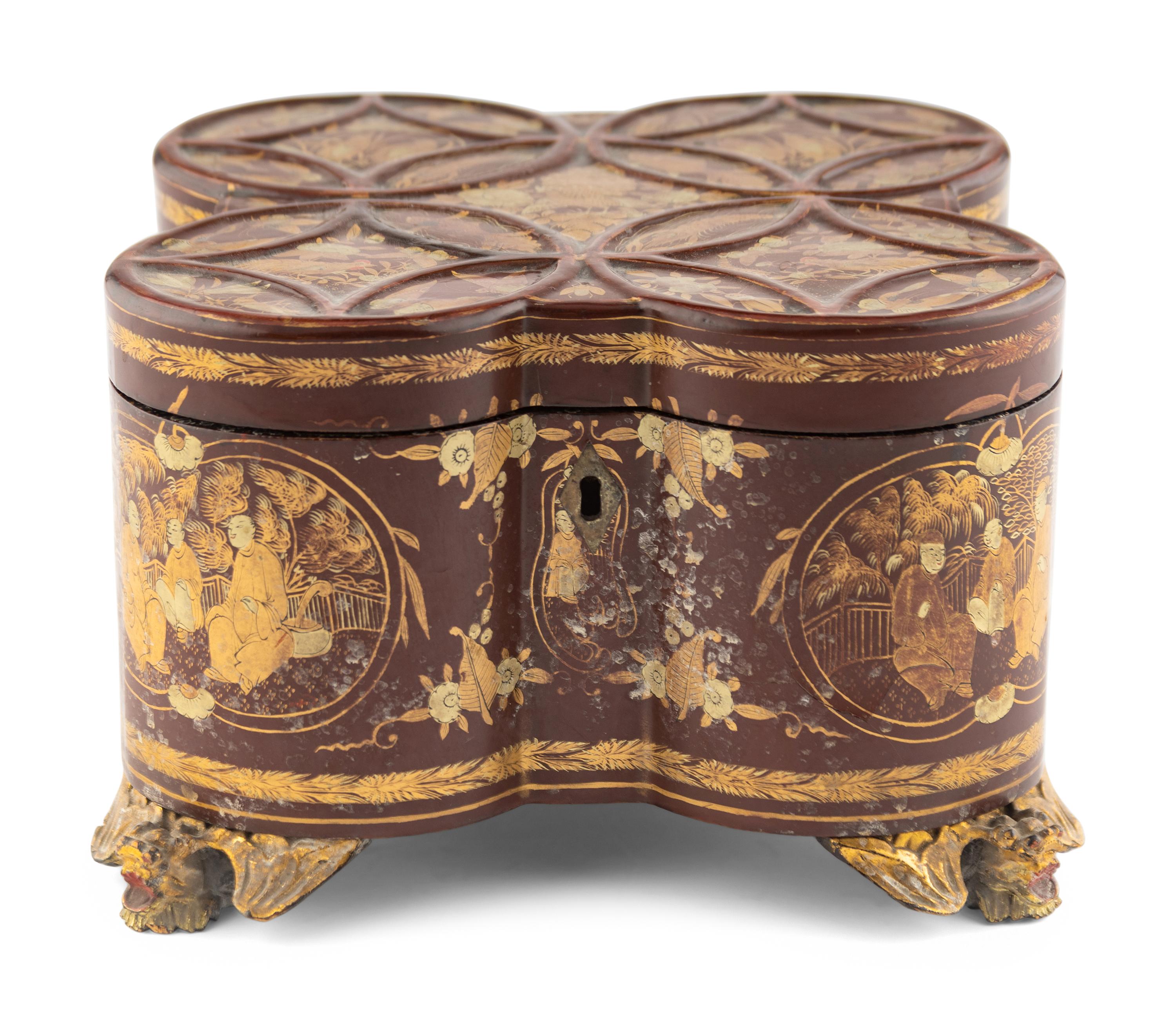 A Chinese Export Lacquer Tea Caddy