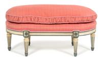 A Louis XVI Style Carved and Painted Oval Tabouret Height 16 x width 32 x depth 14 1/2 inches. — 20TH CENTURY
