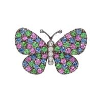 MULTICOLOR SAPPHIRE AND DIAMOND BUTTERFLY BROOCH