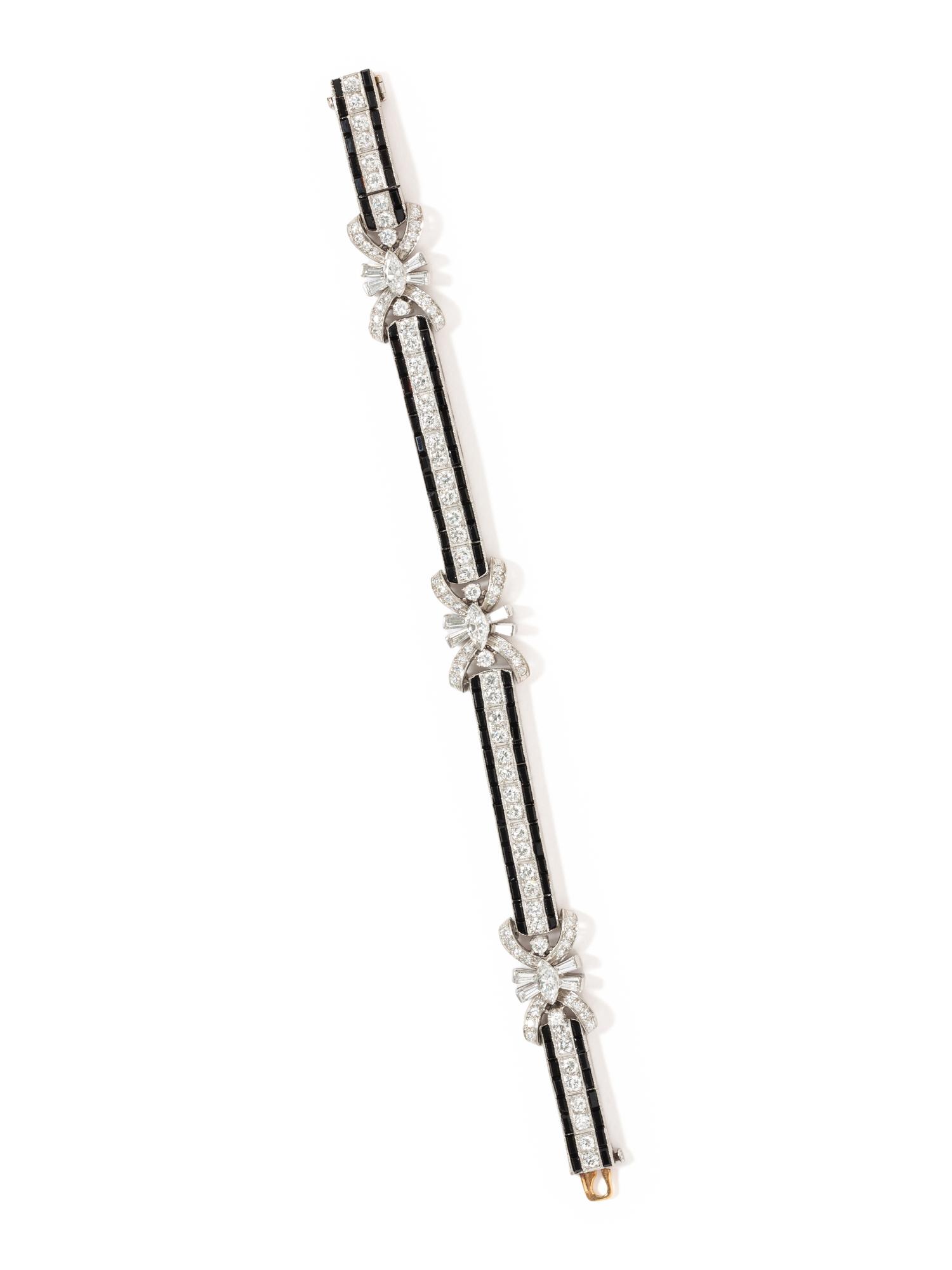 TIFFANY & CO., ART DECO, DIAMOND AND ONYX BRACELET