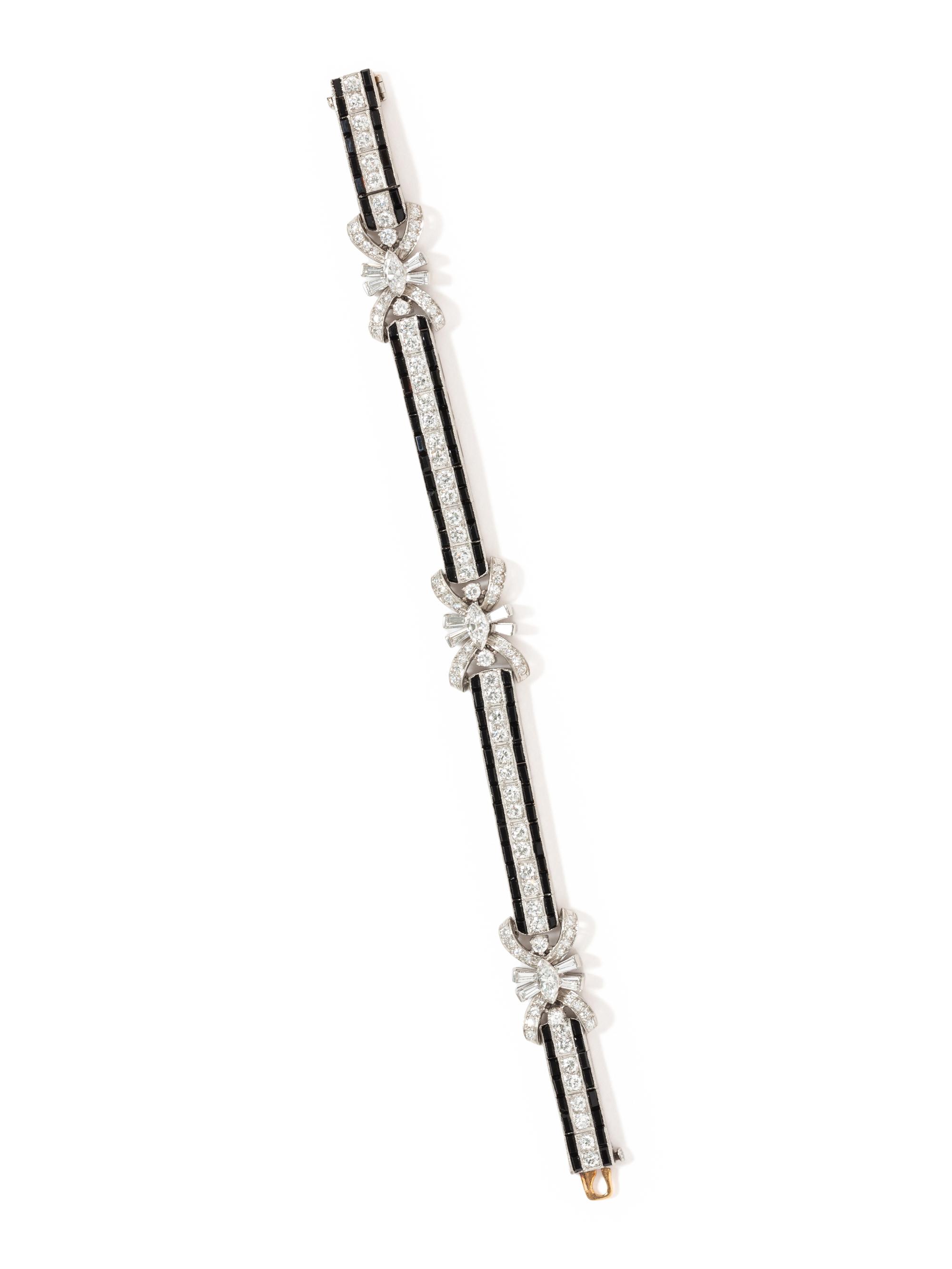 TIFFANY & CO., ART DECO, DIAMOND AND ONYX BRACELET