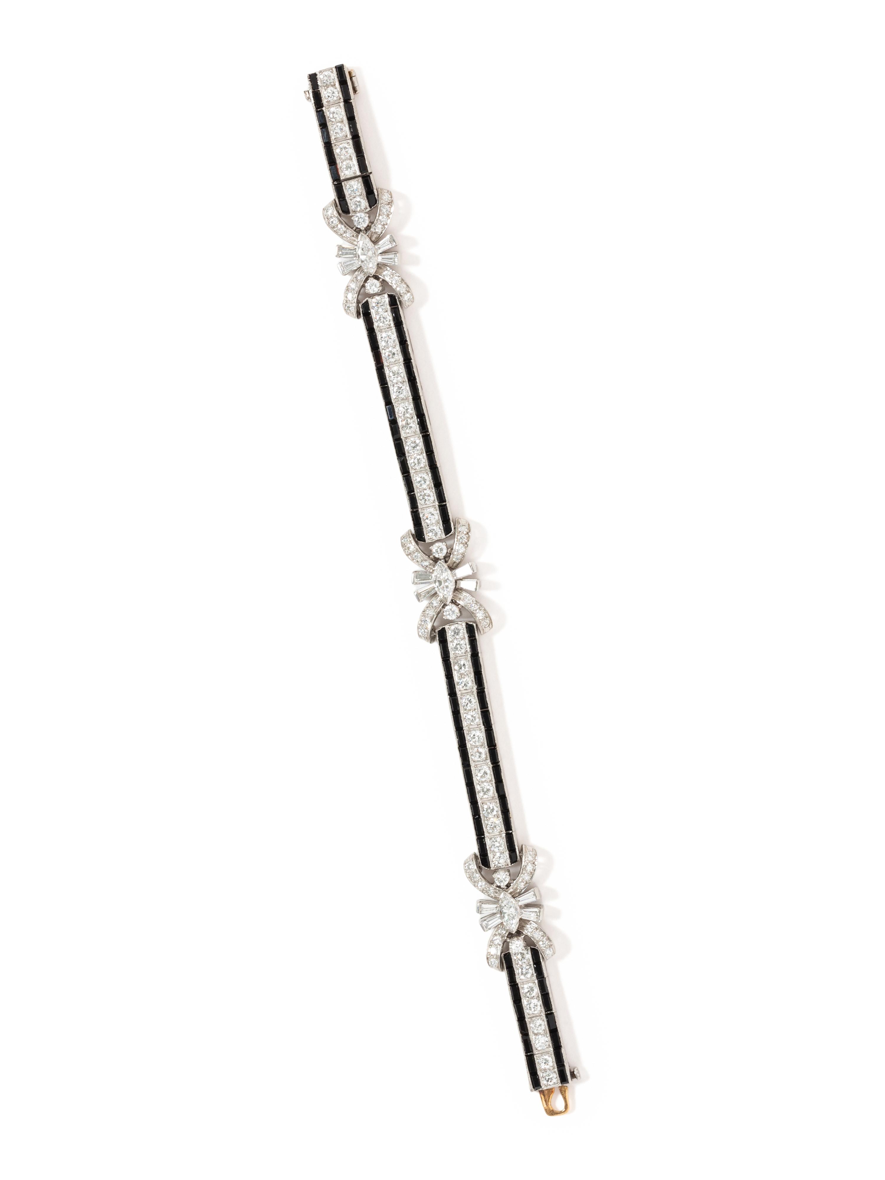 TIFFANY & CO., ART DECO, DIAMOND AND ONYX BRACELET