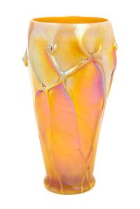 Tiffany Studios, EARLY 20TH CENTURY, Favrile glass vase, of tapering form with raised decoration in gold iridescence