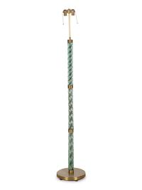 A Venetian Glass Rope-Twist Floor Lamp with Brass Base