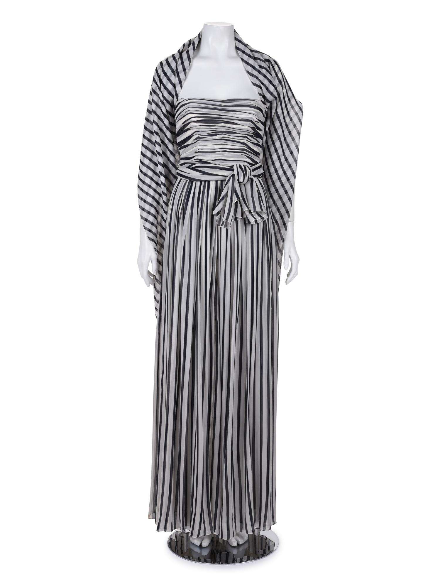 Oscar de la Renta Striped Strapless Jumpsuit, 1978-80