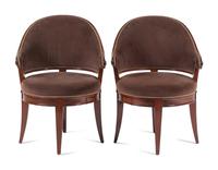 A Pair of Dessin Fournir Barrel-Back Armchairs