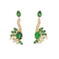TSAVORITE GARNET AND DIAMOND EARRINGS
