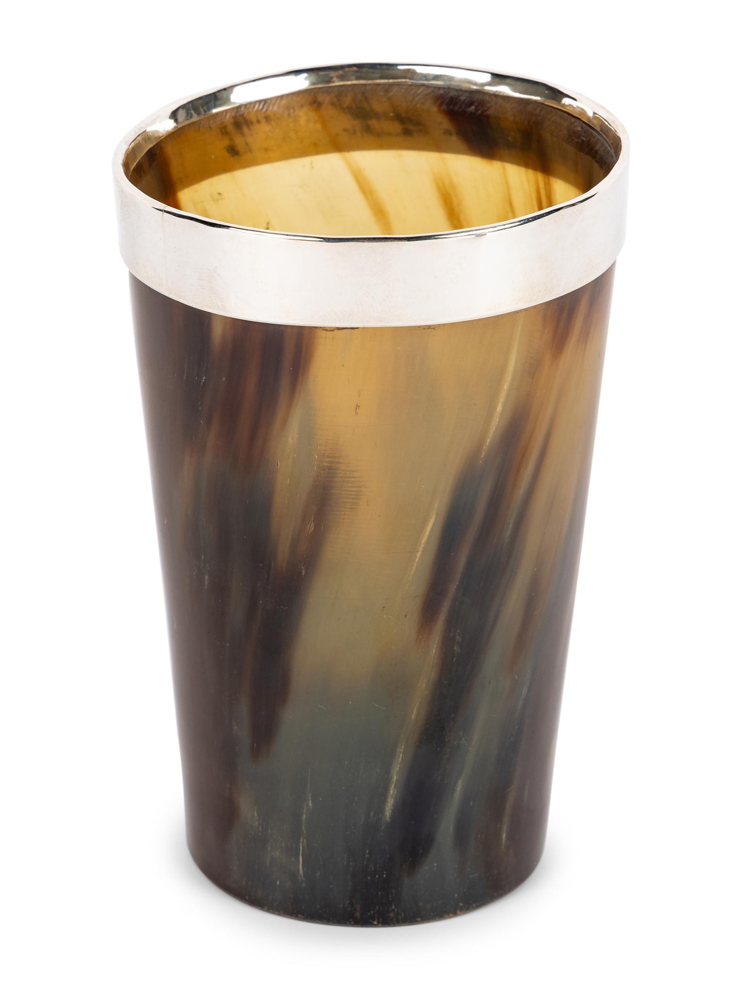 An English Silver Mounted Horn Drinking Cup