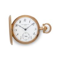 PATEK PHILIPPE & CIE., 18K YELLOW GOLD HUNTING CASED LEVEL WITH ENAMEL IMPERIAL ARMS OF EMPEROR FRANZ JOSEPH OF AUSTRIA POCKET WATCH