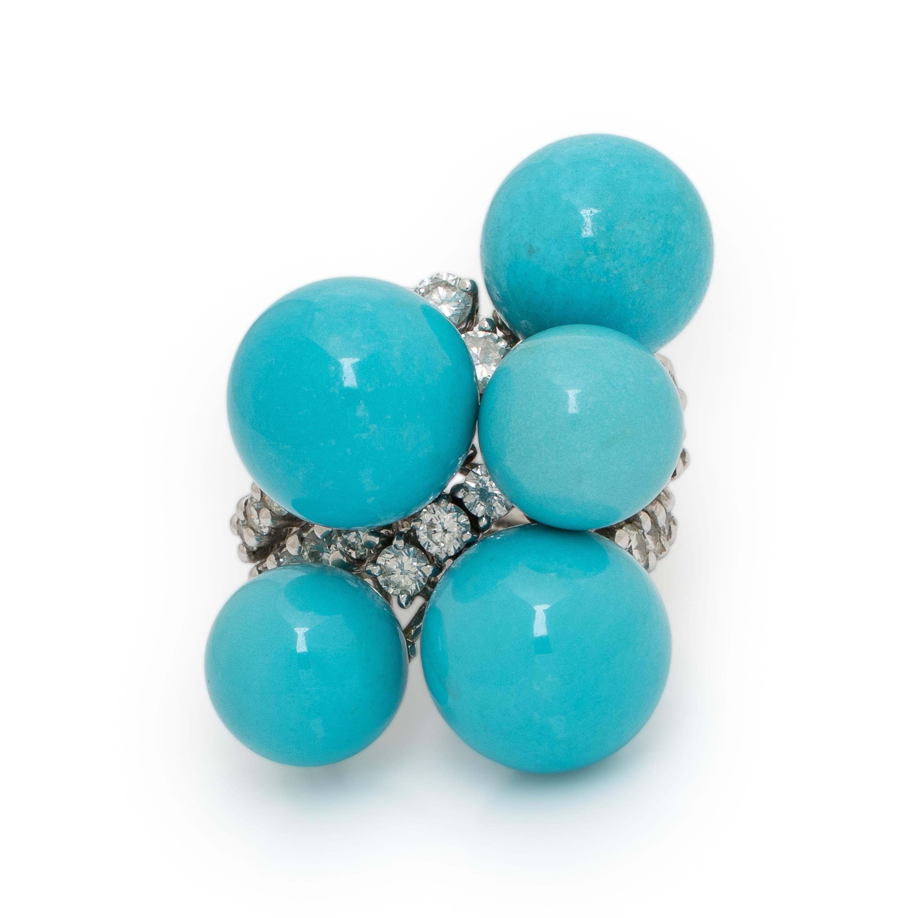 Chantecler, Turquoise, Diamond, and White Gold Ring
