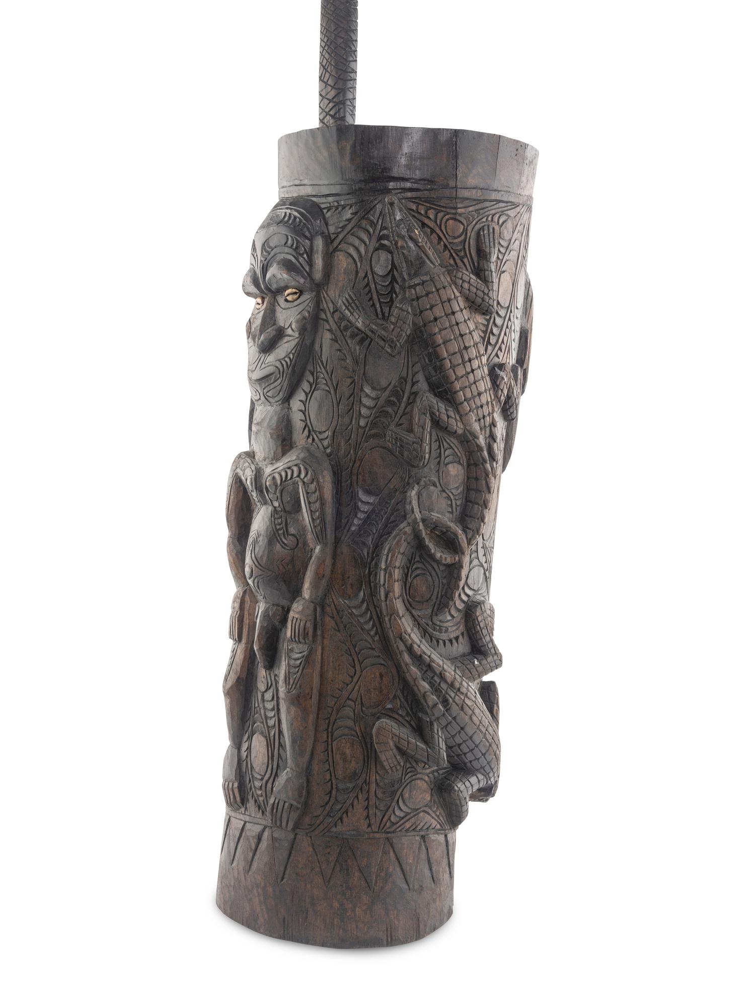 A Tribal Carved Vessel with Crocodiles