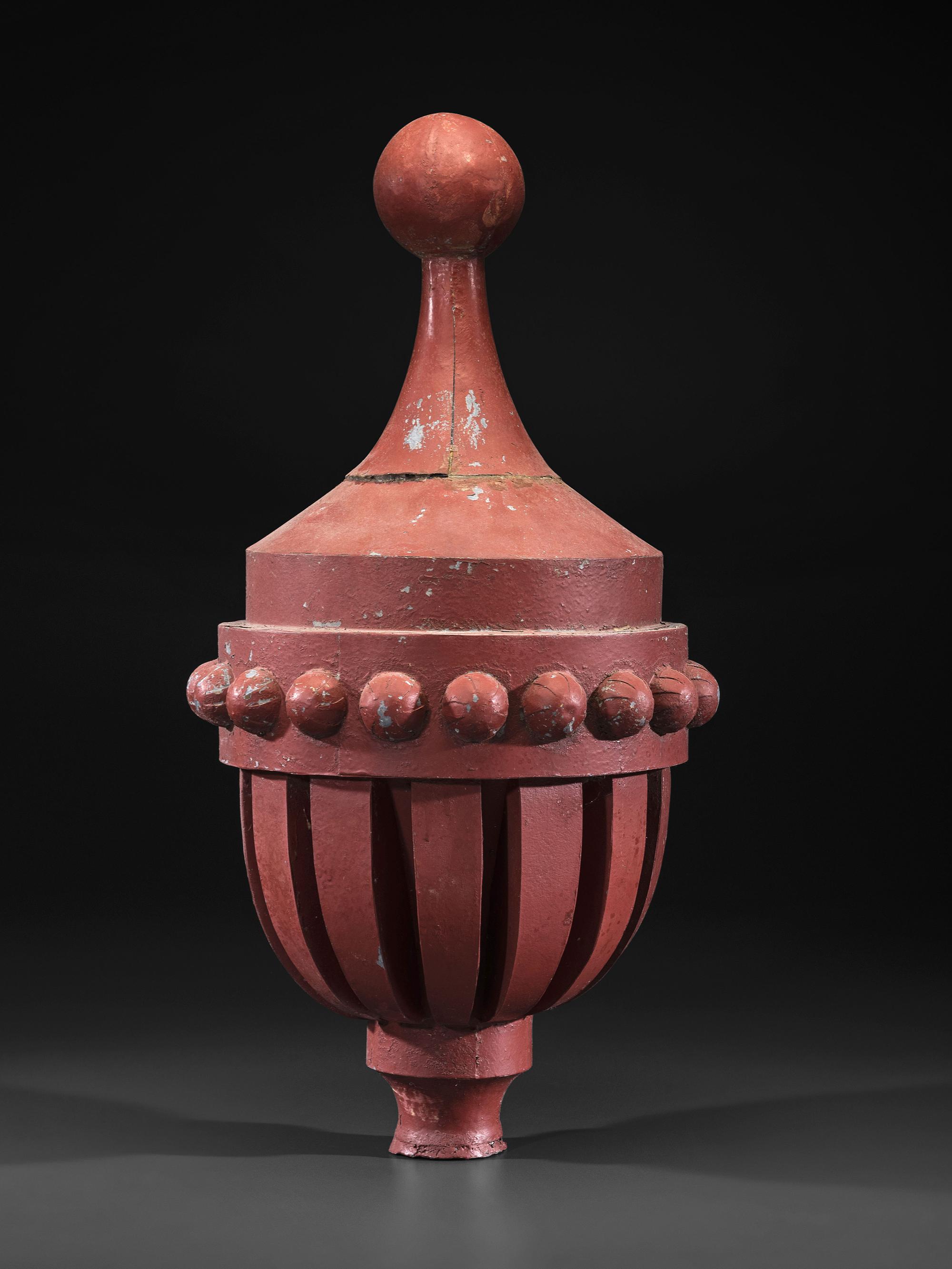 A Victorian Red Painted Tin House Finial