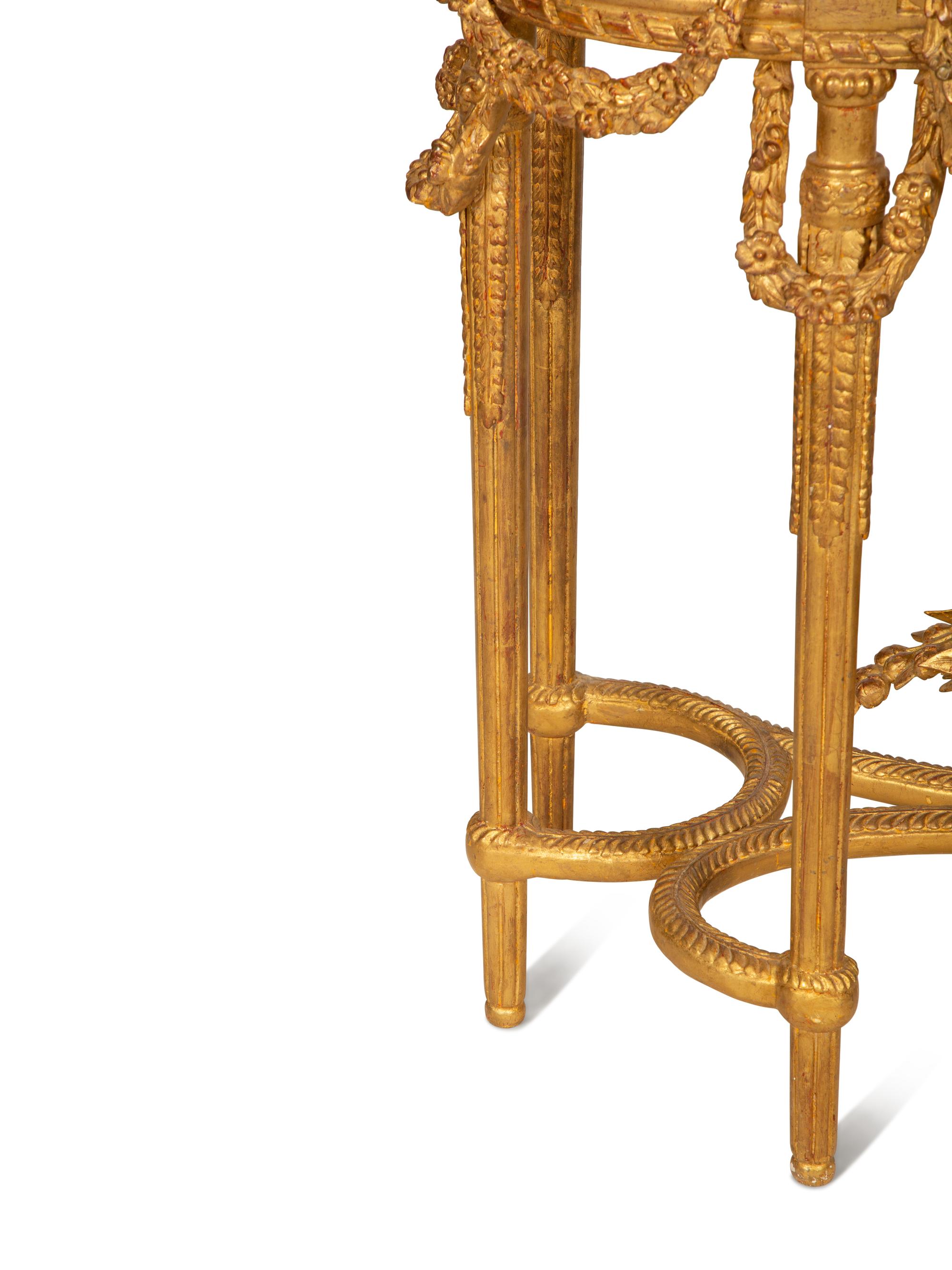 A Louis XVI Giltwood Marble Top Console Table — Early 19th Century