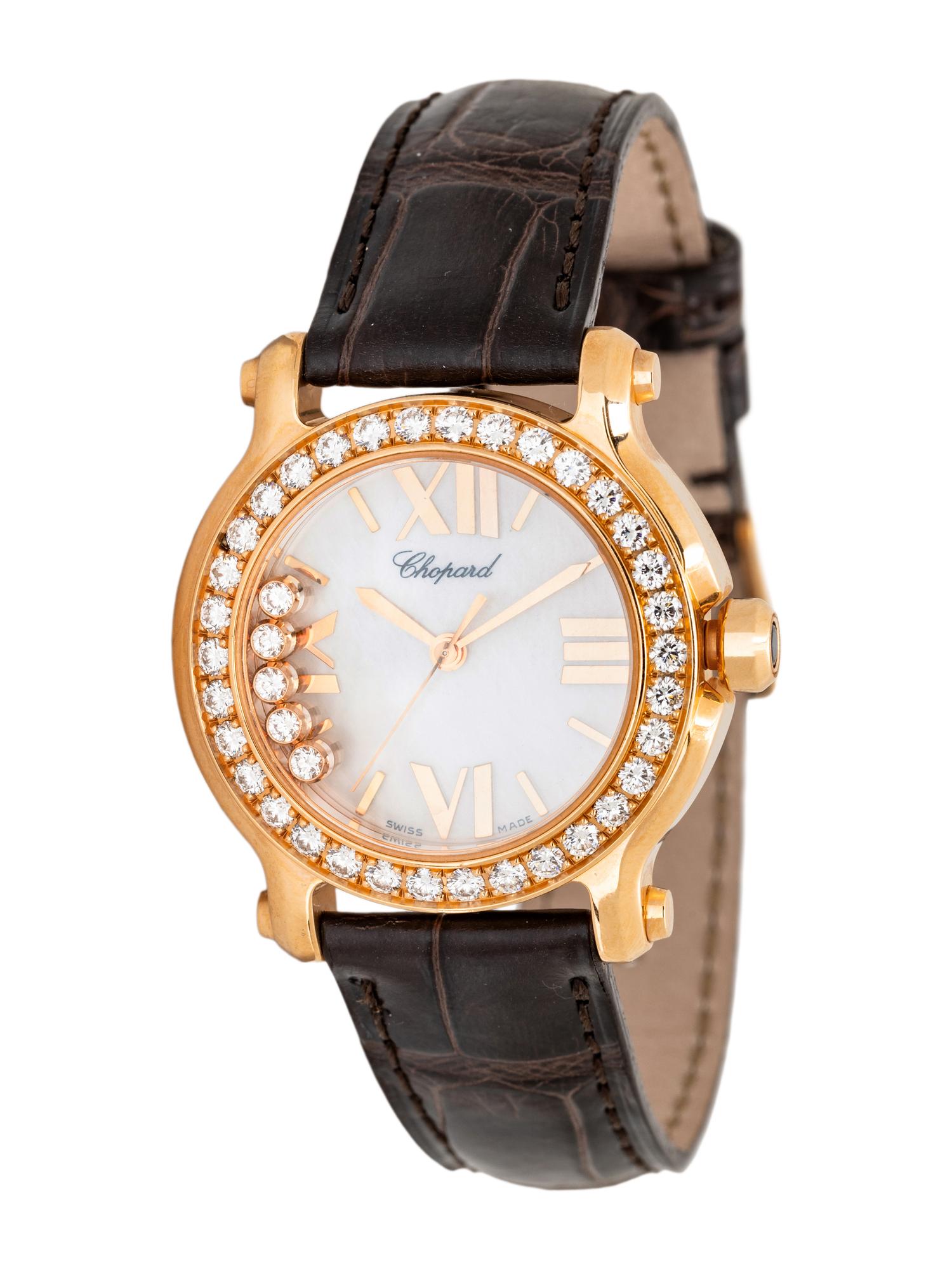 CHOPARD, 18K ROSE GOLD AND DIAMOND 'HAPPY SPORT' WATCH