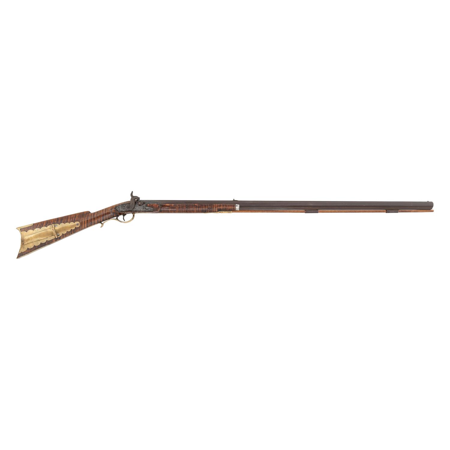 Half Stock Percussion Rifle with Attractive 4-Piece Brass Patch Box & A.W. Spies Lock