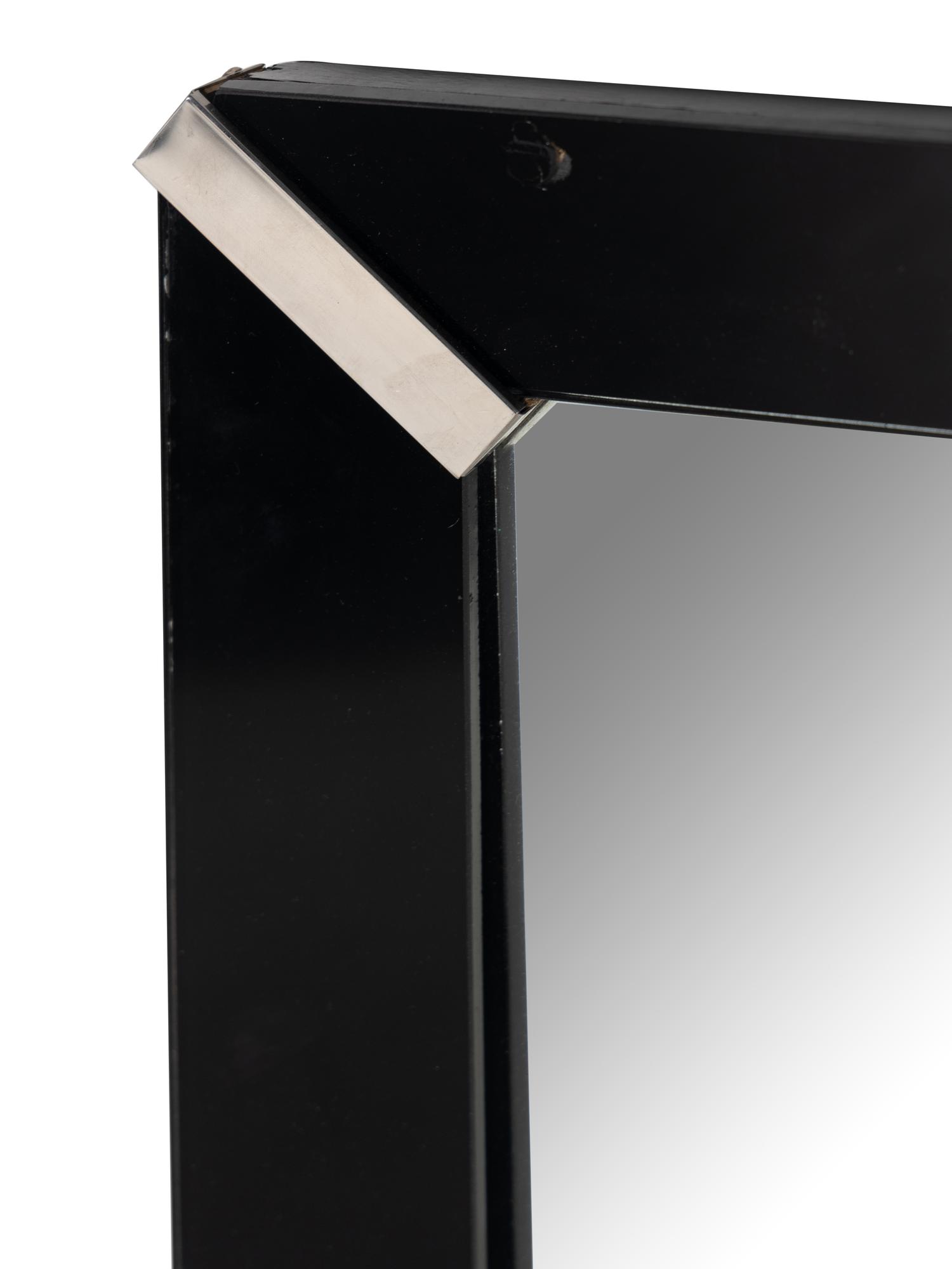A Reverse-Painted Glass-Framed Mirror