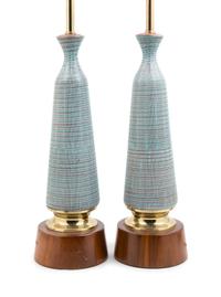Bitossi, Italy, SECOND HALF 20TH CENTURY, a pair of table lamps